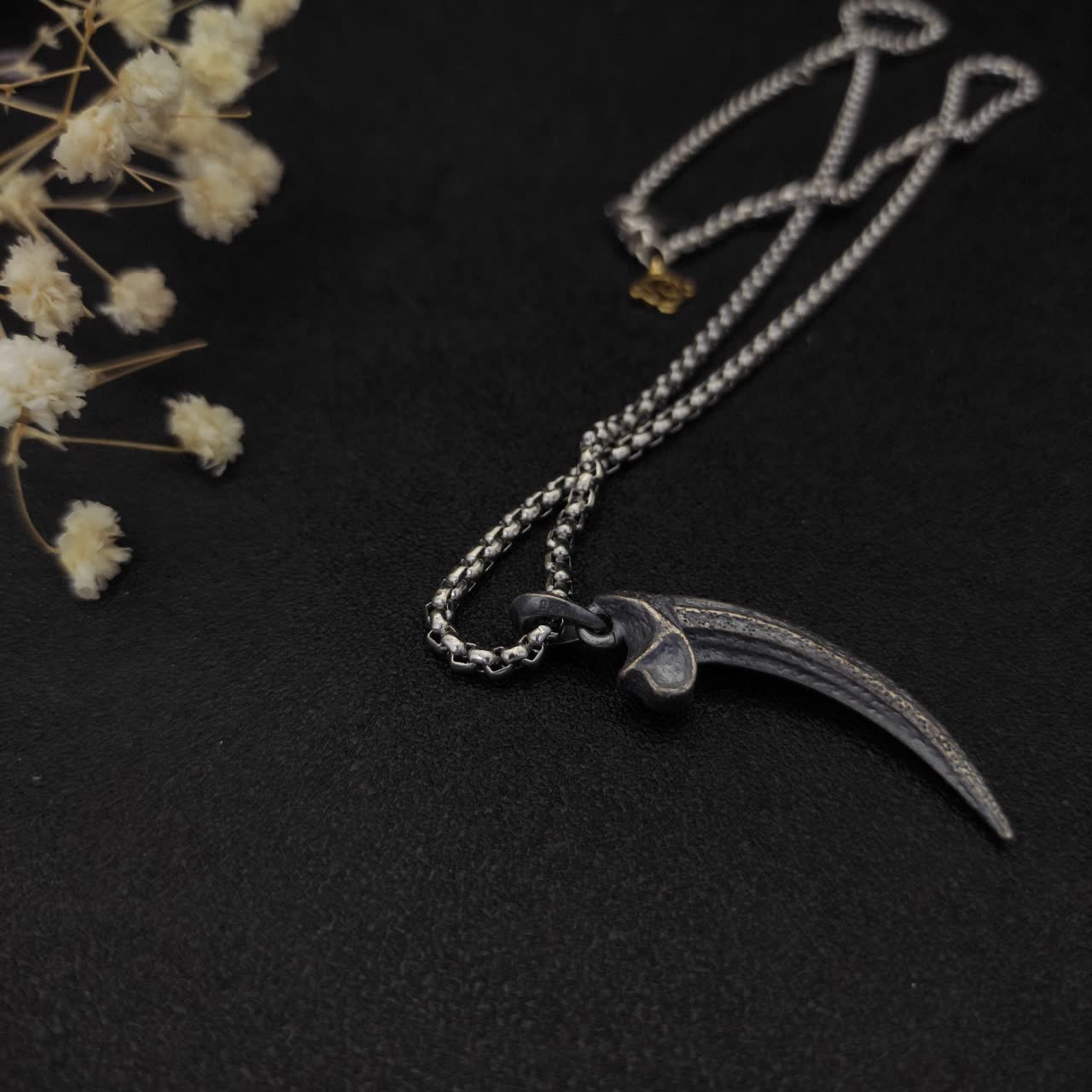 David Yurman Silver Horn Pendant Necklace